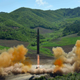 This unverified photo distributed by the North Korean government shows the apparent launch of a Hwasong-14 intercontinental ballistic missile, ICBM, in North Korea’s northwest, Tuesday, July 4, 2017. (Image: AP)